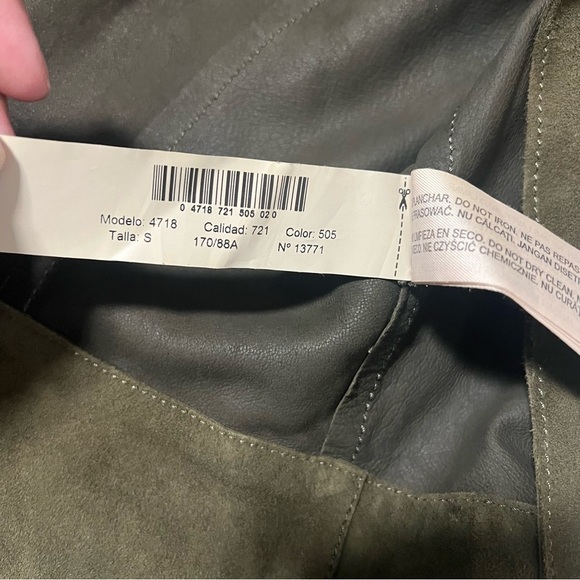 Massimo Dutti Women’s Size Small Olive 100% Sheep Leather Super Soft Suede EUC - Picture 11 of 16